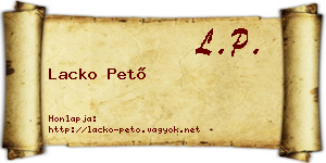 Lacko Pető névjegykártya